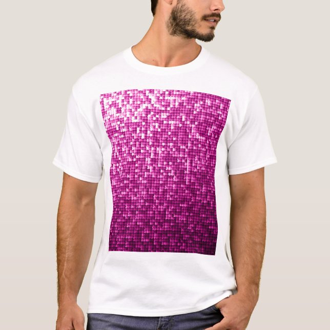 Pink shimmer, silver, black sequins T-Shirt (Front)