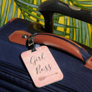 Pink Shimmery Girl Boss Luggage Tag
