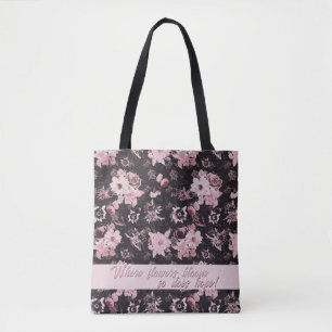 Pink shines in the dark - texted version tote bag