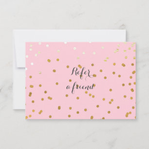 Pink & Shiny Gold Modern Dots Referral Card