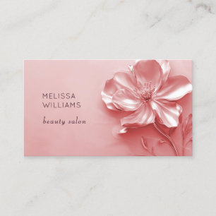 Pink Shiny Metallic 3D Flower Business Card