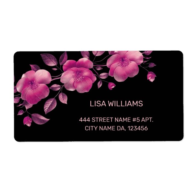 Pink Shiny Metallic Flower Black (Front)