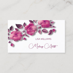 Pink Shiny Metallic Flower  Business Card