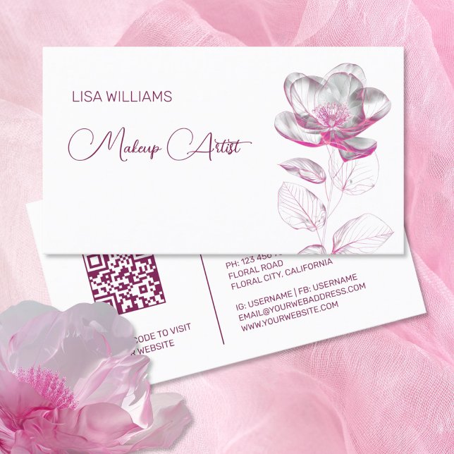 Pink Shiny Metallic Flower  Business Card (Creator Uploaded)