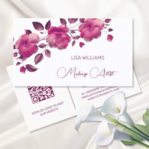 Pink Shiny Metallic Flower  Business Card