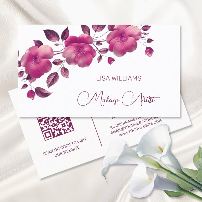 Pink Shiny Metallic Flower  Business Card (Creator Uploaded)