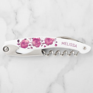 Pink Shiny Metallic Flower Corkscrew