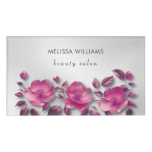 Pink Shiny Metallic Flower Silver