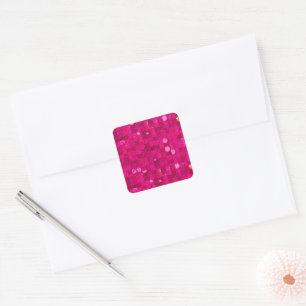 Pink Shiny Sequin Square Sticker