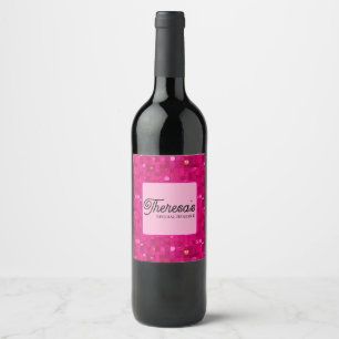 Pink Shiny Sequin Wine Label