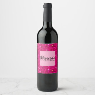 Pink Shiny Sequin Wine Label