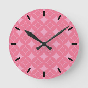 pink shippo pattern round clock