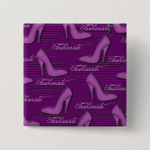 Pink Shoes-Fashionista-Button 15 Cm Square Badge