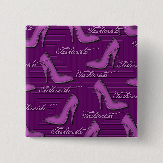 Pink Shoes-Fashionista-Button 15 Cm Square Badge (Front)