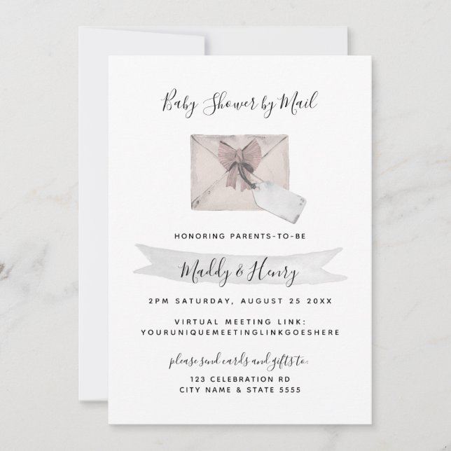 Pink Shower by Mail Virtual Long Distance Invitation (Front)