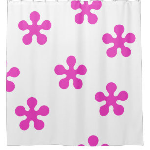 Pink Shower Curtain - Retro Flower Collection
