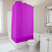 Pink Shower Curtain With Black Hearts 