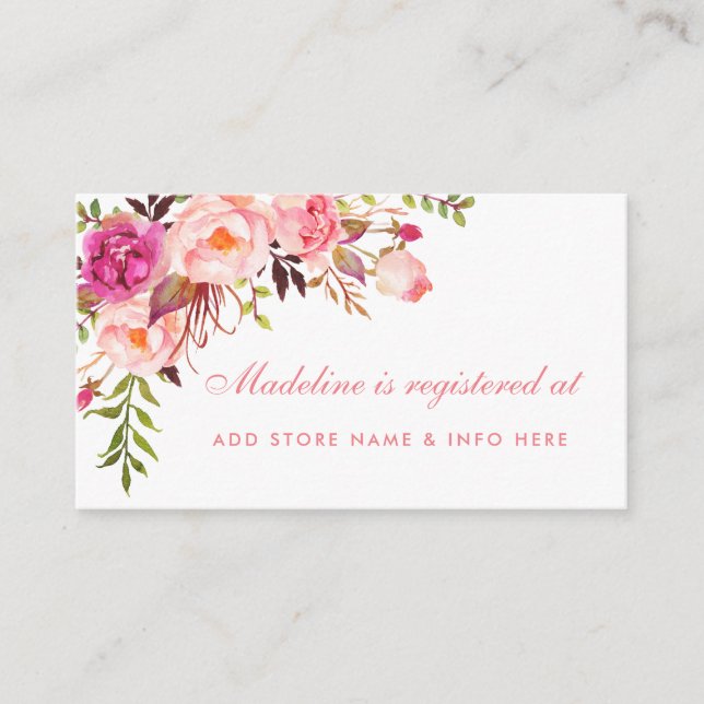 Pink Shower Registry Insert Card (Front)