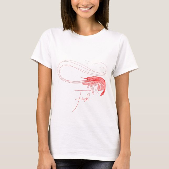 Pink Shrimp Custom Text T-Shirt (Front)