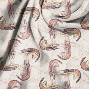 Pink Shrimp Long Antennae Pattern Fabric