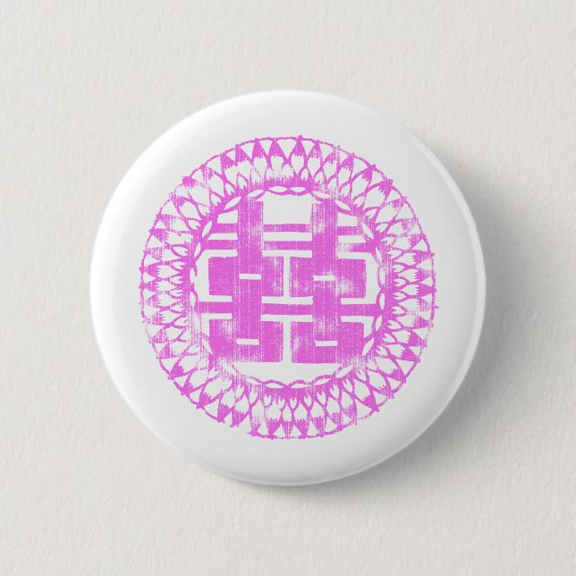 Pink Shuan Xi 6 Cm Round Badge (Front)