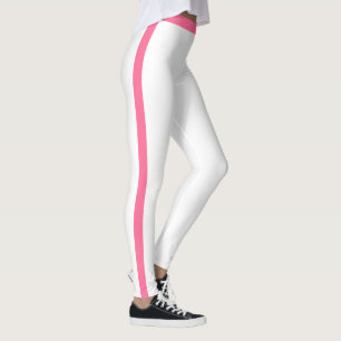 Pink Side Stripe White Leggings Choose Colours