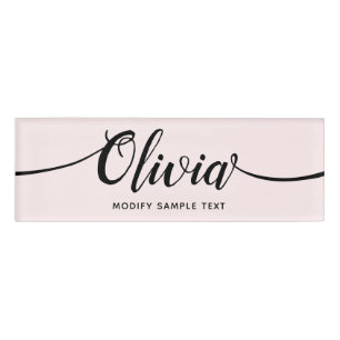 Pink Signature Script  Salon Spa Employee Name Tag