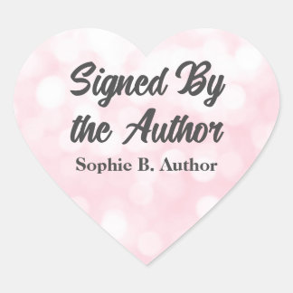 Pink Signed By the Author Book Signing Book Launch Heart Sticker