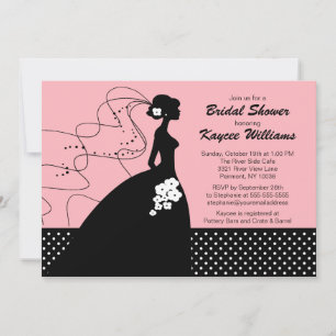 Pink Silhouette Bride Bridal Shower Invite