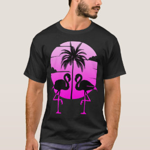Pink Silhouette Flamingos Bird T-Shirt