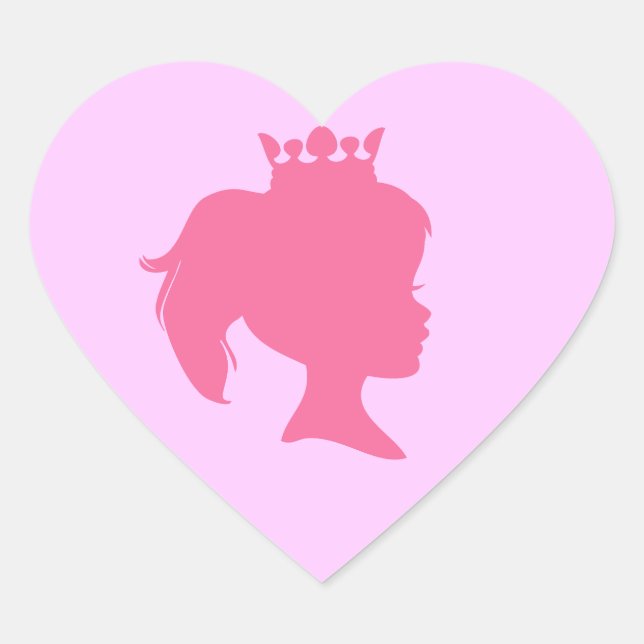Pink Silhouette Princess T-shirts and Gifts Heart Sticker (Front)