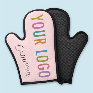 Pink Silicone Oven Mitt with Business Logo & Name