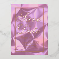Pink Silk  Save the Date  Gold Pressed