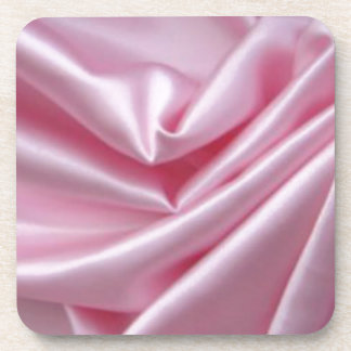Pink Silk With Wedding Rings Coaster