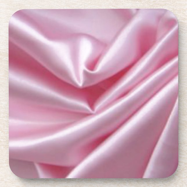 Pink Silk With Wedding Rings Coaster (Front)