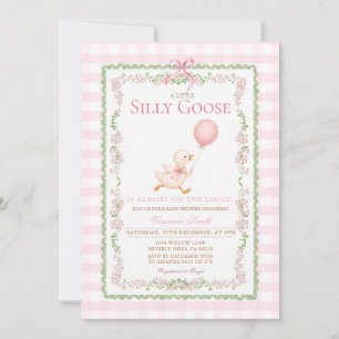 Pink Silly Goose baby Shower Coquette Goose Invitation