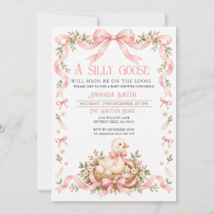 Pink Silly Goose Baby Shower Invitation