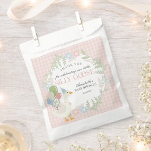 Pink Silly Goose Floral Gingham Baby Shower Favour Bags