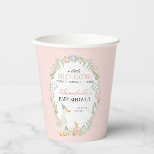 Pink Silly Goose Floral Gingham Baby Shower Favour Paper Cups