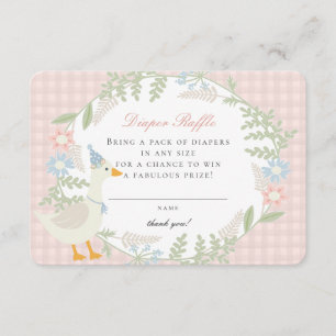 Pink Silly Goose Gingham Floral Diaper Raffle Card
