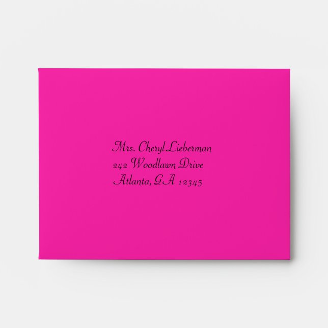 Pink, Silver, and Black Damask A2 RSVP Envelope (Front)