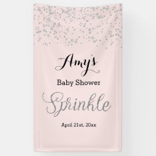 Pink Silver Baby Sprinkle Baby Shower Banner