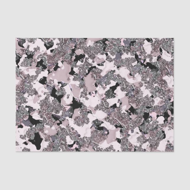 Pink Silver & Black Beauty Spill Glam Gloss Girly Tissue Paper (Front)