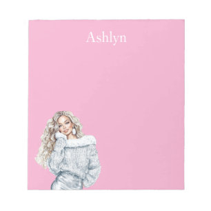 Pink Silver Blond Female Notepad