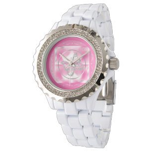 Pink & Silver Butterfly and Infinity Sign Watch