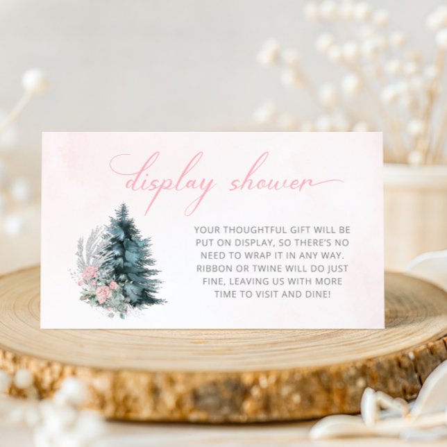 Pink Silver Christmas Baby Shower Display Shower Enclosure Card (Creator Uploaded)
