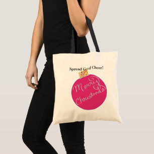 Pink.Silver Christmas Ornament Ball Tote Bag