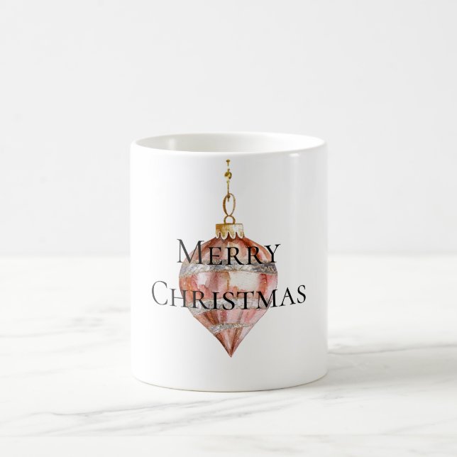 Pink Silver Christmas Ornament Coffee Mug (Center)