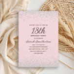 Pink Silver Diamond Glitter 18th Birthday Invitation<br><div class="desc">Sweet and feminine, this light pink and silver glitter 18th birthday invitation is perfect for celebrating a milestone in style. The delicate blush background is sprinkled with sparkling faux silver confetti, creating a dreamy yet elegant look. Featuring a mix of modern and script typography, this design is ideal for a...</div>