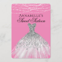 Pink  & Silver Diamond Sparkle Dress Sweet 16